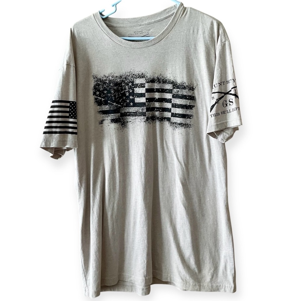 Grunt Style Light Gray American Flag Tee